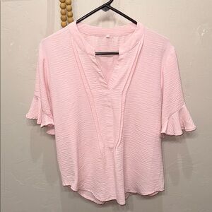 Pink Ruffle Sleeve Women's Top Boutique size Large